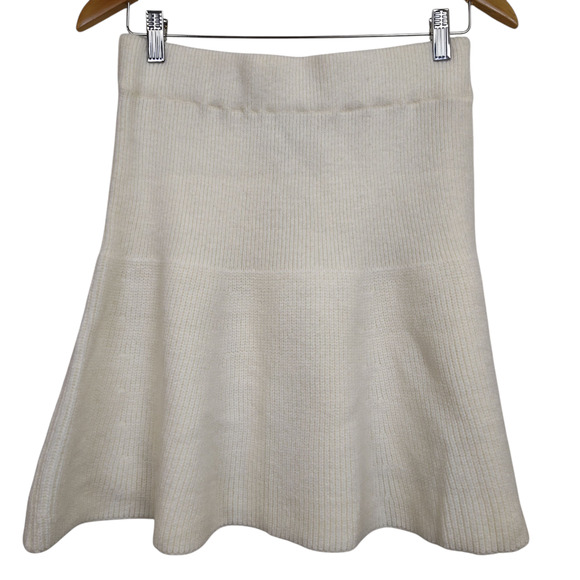 Mable Skirt Womens Large Cream Rib Knit Flare Soft Stretch Fall Preppy - Picture 6 of 13